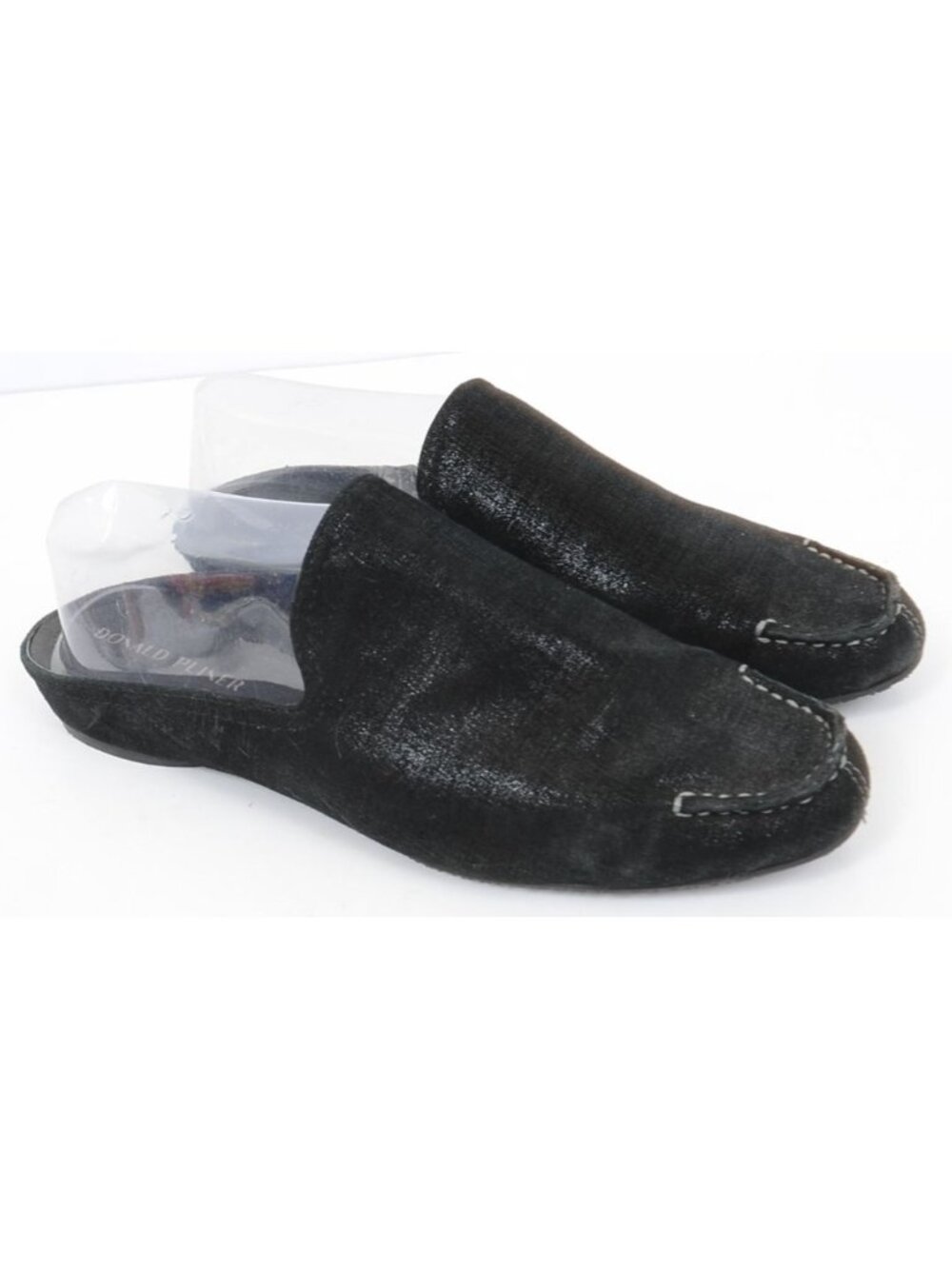 Donald Pliner Bonnie Women 11 Black Shimmer Slide Mules Vacation Travel Office